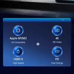 Orico докинг станция Docking Station Type-C - PW11-6PCR-GY-EP - HDMI x 1, USB-C x 1, USB3.0 x 2, USB-C PD100W x 1, LAN x 1 (1Gbps)