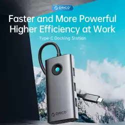 Orico докинг станция Docking Station Type-C - PW11-6PCR-GY-EP - HDMI x 1, USB-C x 1, USB3.0 x 2, USB-C PD100W x 1, LAN x 1 (1Gbps)