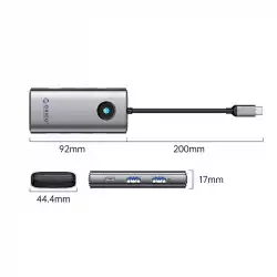 Orico докинг станция Docking Station Type-C - PW11-6PCR-GY-EP - HDMI x 1, USB-C x 1, USB3.0 x 2, USB-C PD100W x 1, LAN x 1 (1Gbps)