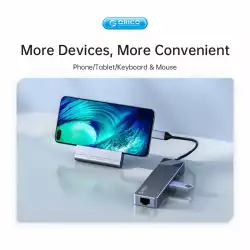 Orico докинг станция Docking Station Type-C - DM-10P-BK-BP - HDMI, USB-C, USB-A x 4, PD100W x 1, LAN (1Gbps), SD/TF