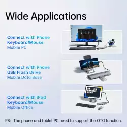 Orico докинг станция Docking Station Type-C - PW11-9P-GY-EP - HDMI x 1, VGA x 1, USB3.0 x 3, USB-C PD100W x 1, LAN x 1 (1Gbps), SD/TF