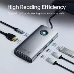 Orico докинг станция Docking Station Type-C - PW11-6PCR-GY-EP - HDMI x 1, USB-C x 1, USB3.0 x 2, USB-C PD100W x 1, LAN x 1 (1Gbps)