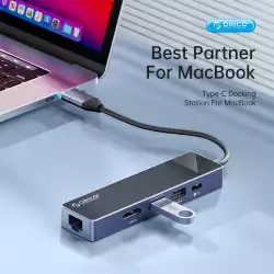 Orico докинг станция Docking Station Type-C - DM-10P-BK-BP - HDMI, USB-C, USB-A x 4, PD100W x 1, LAN (1Gbps), SD/TF