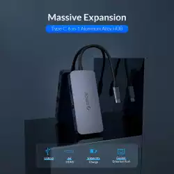 Orico докинг станция Docking Station Type-C Power Distribution 3.0 100W - LAN, HDMI, Type-C x 1, USB3.0 x 3 -  MC-U602P