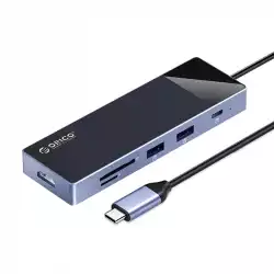 Orico докинг станция Docking Station Type-C - DM-10P-BK-BP - HDMI, USB-C, USB-A x 4, PD100W x 1, LAN (1Gbps), SD/TF                          