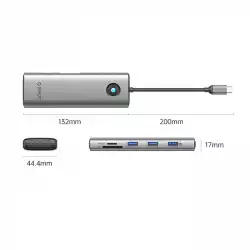 Orico докинг станция Docking Station Type-C - PW11-9P-GY-EP - HDMI x 1, VGA x 1, USB3.0 x 3, USB-C PD100W x 1, LAN x 1 (1Gbps), SD/TF