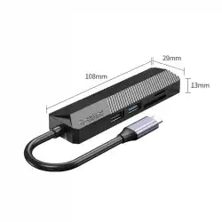 Orico докинг станция Docking Station Type-C 5-in-1 - MDK-5P Black - Card Reader, HDMI, USB3.0 x1, USB2.0 x1