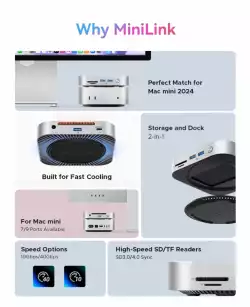 Orico докинг станция SSD Docking station M.2 NVMe - USB-C(10Gbps) x 1, USB3.2 x 2, USB2.0 x 2, M.2 x 1, Audio, SD/TF 4.0 - MiniLink M49P-EU-SV