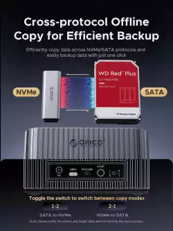 Orico докинг станция Storage - HDD/M.2 Dock - 2 BAY Offline Clone 2.5/3.5/M.2 NVMe USB-C/USB-A - IT28E-C-EU-GY