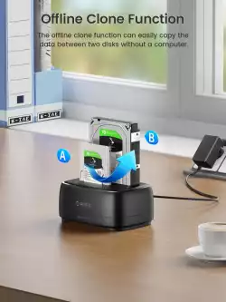 Orico докинг станция Storage - HDD/SSD Dock - 2 BAY Offline Clone 2.5/3.5 USB-C/USB-A - DD28C3-C
