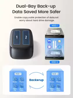 Orico докинг станция Storage - HDD/SSD Dock - 2 BAY Offline Clone 2.5/3.5 USB-C/USB-A - DD28C3-C