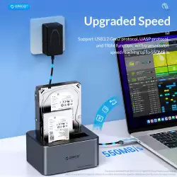 Orico докинг станция Storage - HDD/SSD Dock - 2 BAY Offline Clone 2.5/3.5 USB-C/USB-A - 6626C3-C-V1
