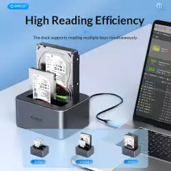 Orico докинг станция Storage - HDD/SSD Dock - 2 BAY Offline Clone 2.5/3.5 USB-C/USB-A - 6626C3-C-V1