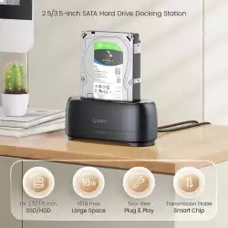 Orico докинг станция Storage - HDD/SSD Dock - 2.5/3.5 inch USB-C/A - DD18C3-EU-BK