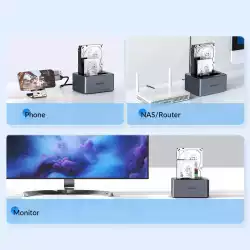 Orico докинг станция Storage - HDD/SSD Dock - 2 BAY Offline Clone 2.5/3.5 USB-C/USB-A - 6626C3-C-V1