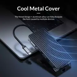 Orico докинг станция Type-C Docking Station Power Distribution 3.0 100W - HDMI, Type-C x 1, USB3.0 x 3, LAN, SD - WB-8P-GY