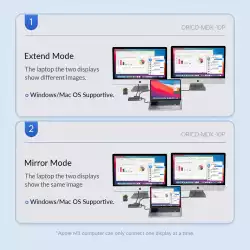 Orico докинг станция Type-C Docking Station Power Distribution 3.0 87W - HDMI, Type-C x 1, USB3.0 x 1, USB 2.0 x 2, LAN, SD, VGA, Audio - MDK-10P-BK