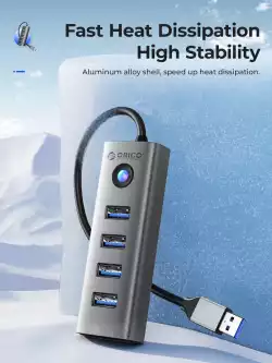 Orico хъб HUB USB3.0 4 port, Aluminium, Grey - PDD4U-U3-015-GY