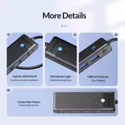 Orico хъб USB3.0 HUB 4 port Black - PAPW4A-U3-015-BK