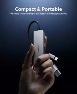 Orico хъб HUB USB-C/A 4 port - USB3.0 x 1, SD/TF x 2, USB2.0 x 2, USB-C x 2, Aluminium - YSA6-U3-GY