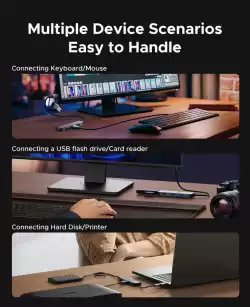 Orico хъб HUB USB-C/A 4 port - USB3.0 x 1, SD/TF x 2, USB2.0 x 2, USB-C x 2, Aluminium - YSA6-U3-GY