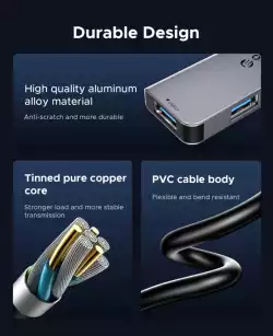 Orico хъб HUB USB-C/A 4 port - USB3.0 x 1, SD/TF x 2, USB2.0 x 2, USB-C x 2, Aluminium - YSA6-U3-GY