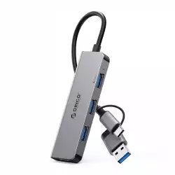 Orico хъб HUB USB-C/USB-A 4 port - USB3.0 x 1, USB2.0 x 3, Aluminium - YSA5-U3-GY