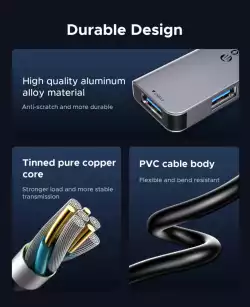 Orico хъб HUB USB-C/USB-A 7 port - USB-C x 2, USB3.0 x 1, USB2.0 x 4, Aluminium - YSA7-U3-GY