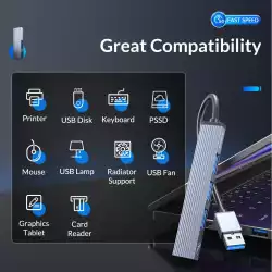 Orico хъб USB3.0/2.0 HUB 4 port, Aluminum - AH-A13-GY