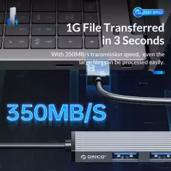 Orico хъб USB3.0/2.0 HUB 4 port, Aluminum - AH-A13-GY