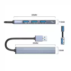 Orico хъб USB3.0/2.0 HUB 4 port, Aluminum - AH-A13-GY
