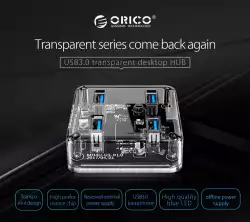 Orico хъб USB3.0 HUB 4 port transparent, 1m cable - MH4U-U3-10-CR                          