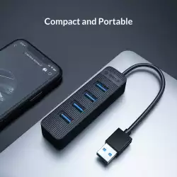 Orico хъб USB3.0 HUB 4 port - Type C input, 0.15m cable, aux Type-C power input - TWU3-4A-BK Orico хъб USB3.0 HUB 4 port - Type C input, 0.15m cable, aux Type-C power input - TWU3-4A-BK