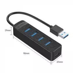Orico хъб USB3.0 HUB 4 port - Type C input, 0.15m cable, aux Type-C power input - TWU3-4A-BK