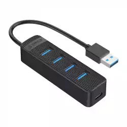 Orico хъб USB3.0 HUB 4 port - Type C input, 0.15m cable, aux Type-C power input - TWU3-4A-BK