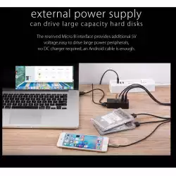 Orico хъб USB3.0 HUB 4 port - USB/Micro USB input, 1m cable - W5P-U3-100-BK-PRO                          