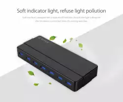 Orico хъб USB3.0 HUB 7 port with Premium Power Adapter, Black - H7928-U3-V1-BK