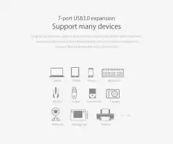 Orico хъб USB3.0 HUB 7 port with Premium Power Adapter, Black - H7928-U3-V1-BK