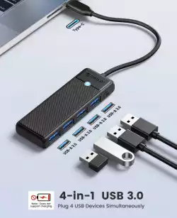 Orico хъб USB3.1 HUB Type-C - 4 x USB3.0 - PAPW4A-C3-015-BK