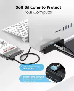Orico хъб USB 3.0 HUB Clip Type 4 port - aux Micro-USB power input, Black - MH4PU-P-BK