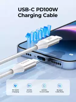 Orico кабел Cable USB C-to-C PD 100W Charging 1.0m Black - CDX-100CC-BK