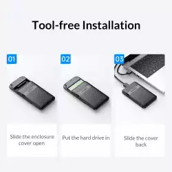 Orico кутия за диск Storage - Case - 2.5 inch USB-C - 2577C3-V1-BK