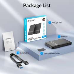 Orico кутия за диск Storage - Case - 2.5 inch USB-C - 2577C3-V1-BK