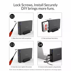 Orico кутия за диск Storage - Case - 3.5 inch Vertical, USB3.0, Power adapter, UASP, black - 7688U3-BK