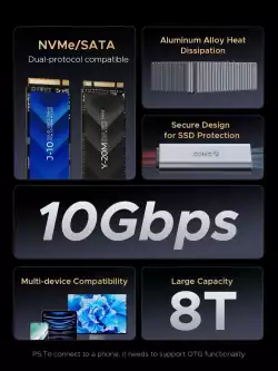 Orico външна кутия за диск/докинг станция Storage - Case/Docking Station - M.2 NVMe/NGFF - IT18C3-GY