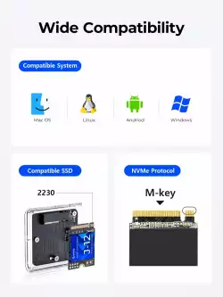 Orico външна кутия за диск Storage - Case - M.2 2230 NVMe - TC20-M2-10G-GY-BP - 10Gbps, Gray