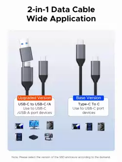 Orico външна кутия за диск Storage - Case - M.2 NVMe/SATA M/B key - USB3.1 Type-C, Silicone Protective Case, 10Gbps - AXM2S-G2-GY-BP
