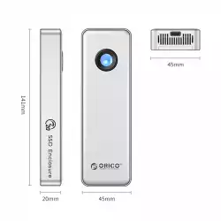 Orico външна кутия за диск Storage - Case - M.2 NVMe M key - USB-C/A, 20Gbps, Built-in Air Cooling, Aluminium - OUM2-G20-SV