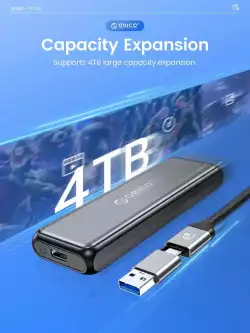 Orico външна кутия за диск Storage - Case - M.2 NVMe/SATA M/B key - USB3.1 Type-C Gen.2 10Gbps - DDNV-C3-G2-BK-BP