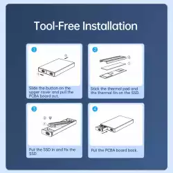 Orico външна кутия за диск Storage - Case - M.2 NVMe Dual-Bay - USB-C 10Gbps, Aluminium - AM2C3-2N-GY